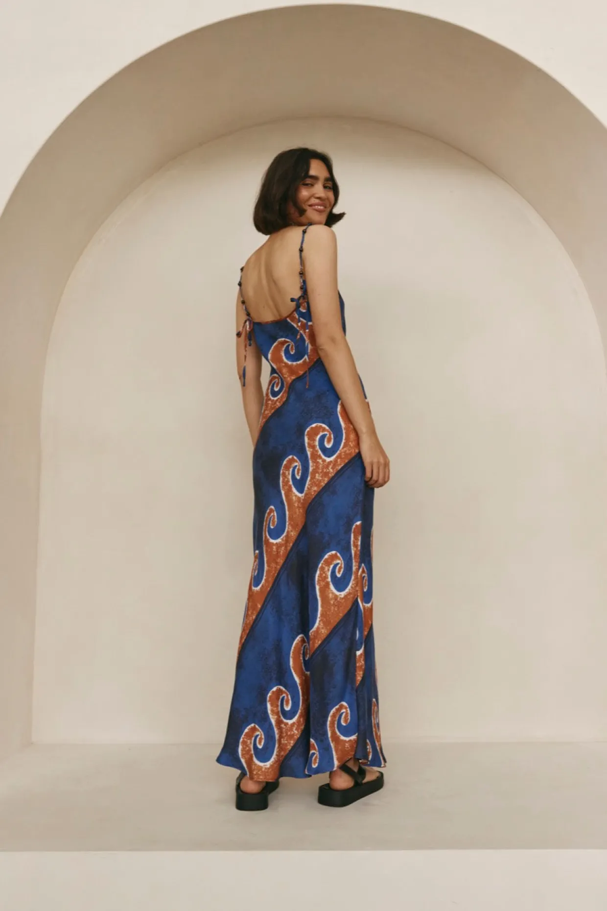 Night Veils Bias Cut Maxi Dress Neptune