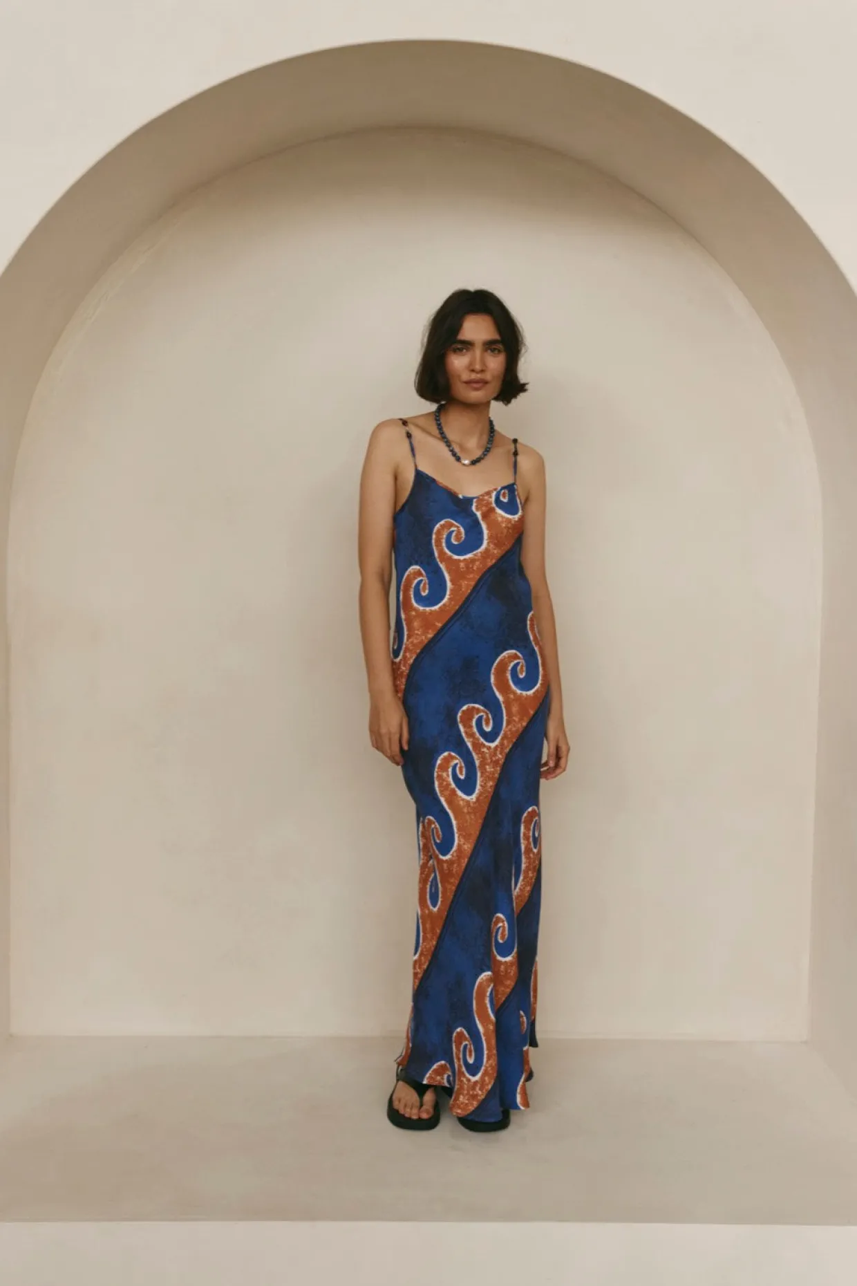 Night Veils Bias Cut Maxi Dress Neptune