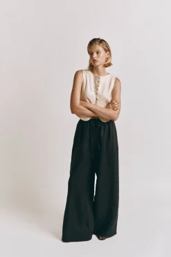 Raya Linen Pants Black