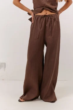 Raya Linen Pants Chocolate