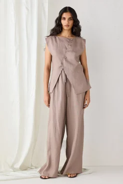 Raya Linen Pants Mushroom