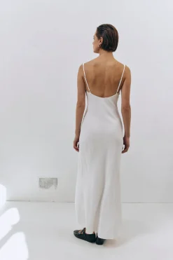 Rosalia Bias Cut Midi Dress White