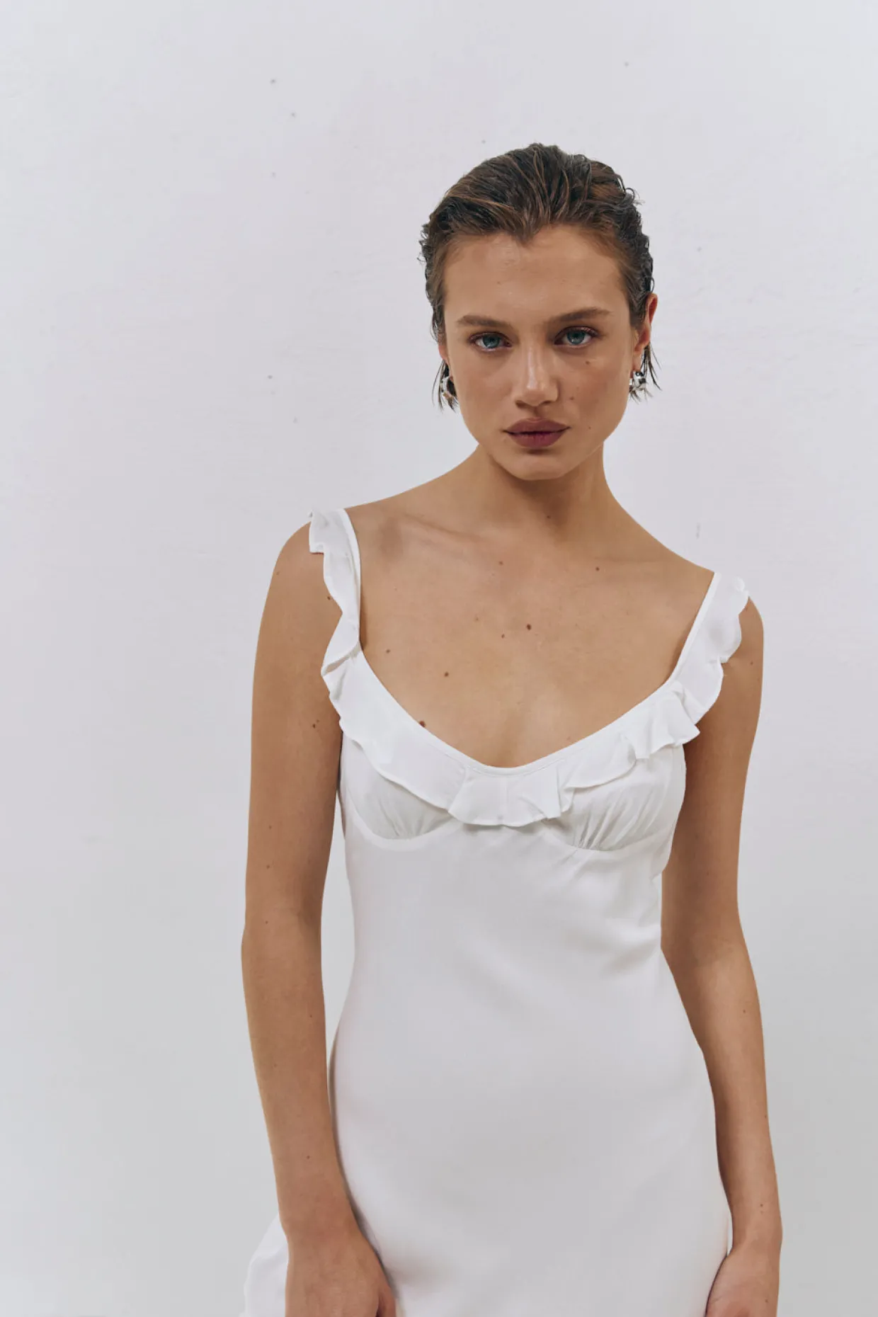 Rosalia Bias Cut Midi Dress White