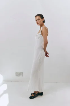 Rosalia Bias Cut Midi Dress White