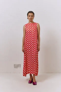Sacha Smock Midi Dress Check
