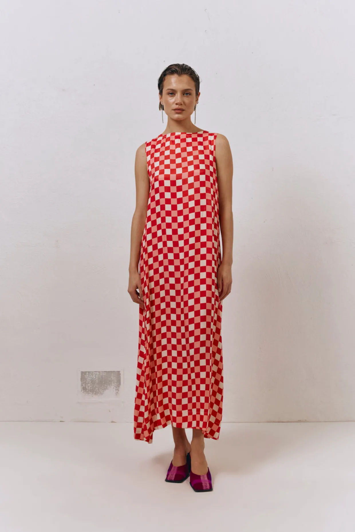 Sacha Smock Midi Dress Check