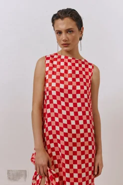 Sacha Smock Midi Dress Check