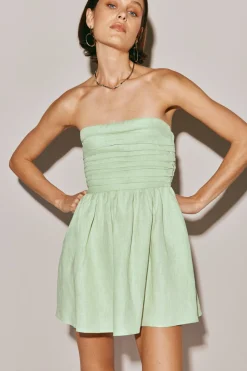 Saint Malo Linen Mini Dress Sage