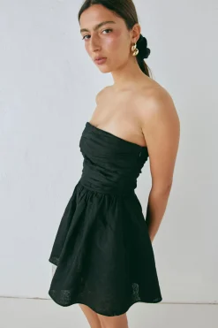Saint Malo Linen Mini Dress Black