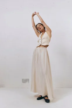 Solara Cupro Maxi Skirt Natural