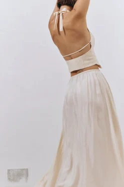 Solara Cupro Maxi Skirt Natural