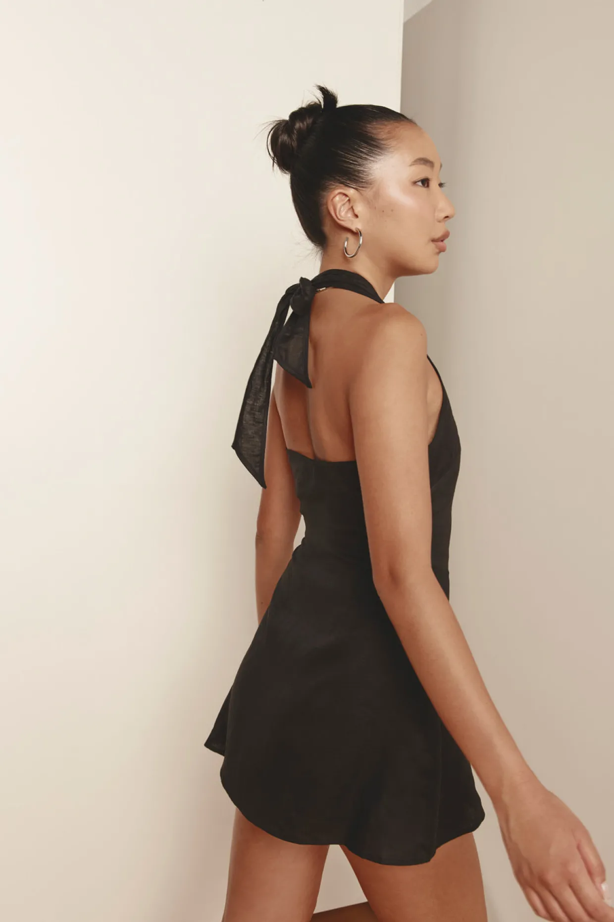 Sonny Linen Mini Dress Black