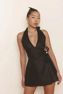 Sonny Linen Mini Dress Black