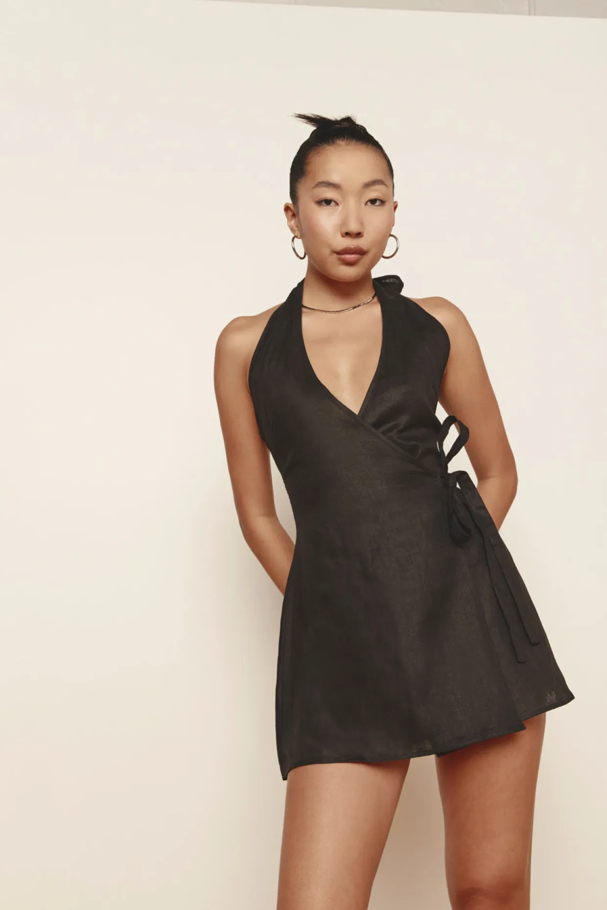 Sonny Linen Mini Dress Black