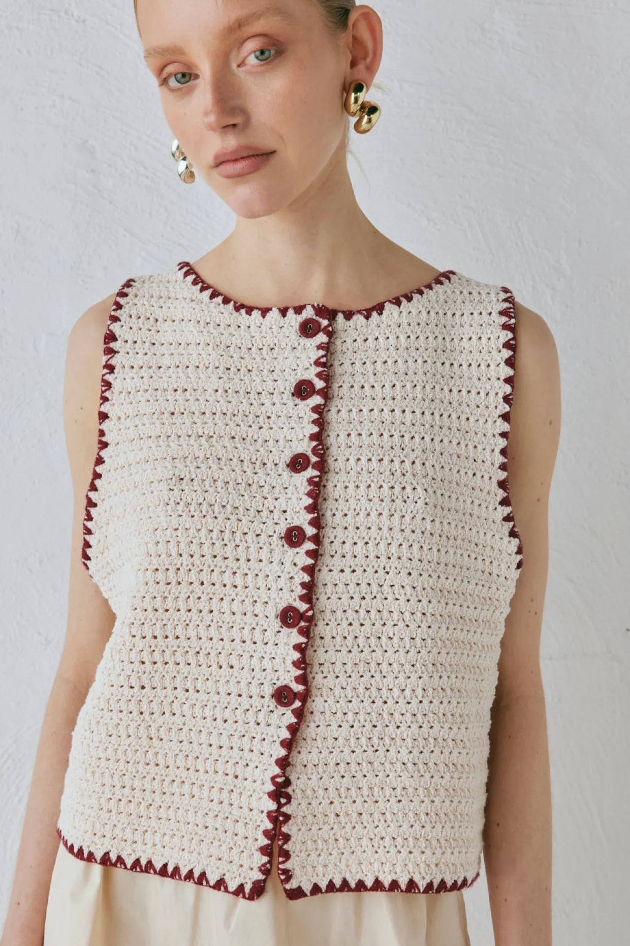 Stella Knit Vest Cream