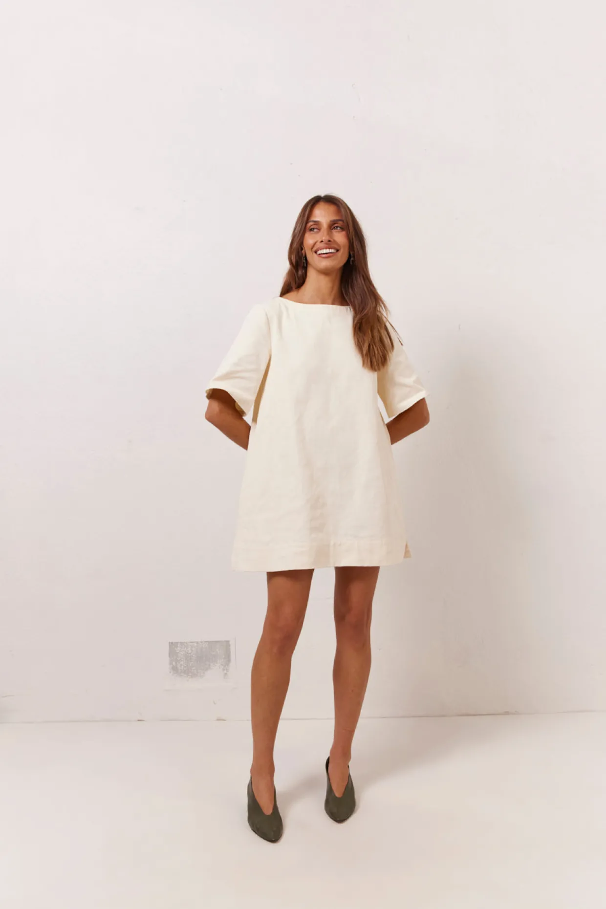 Suki Denim Mini Dress Cream