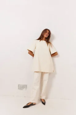 Suki Denim Mini Dress Cream