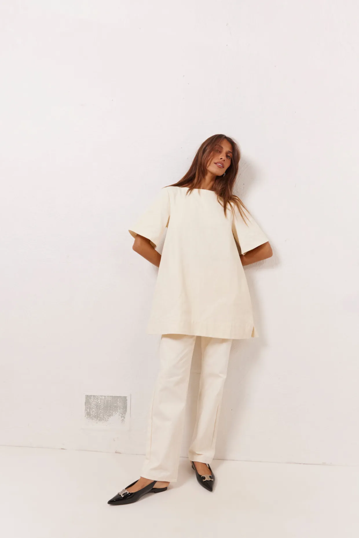 Suki Denim Mini Dress Cream