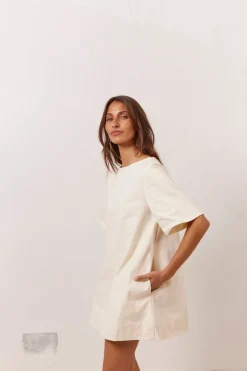 Suki Denim Mini Dress Cream
