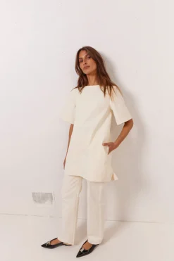 Suki Denim Mini Dress Cream
