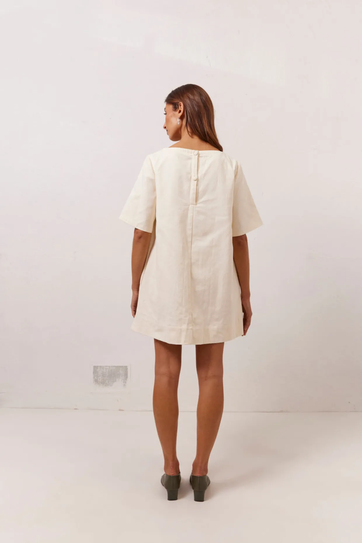 Suki Denim Mini Dress Cream
