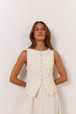Suki Denim Vest Cream