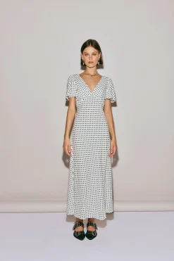 Summer Nostalgia Bias Cut Midi Dress White