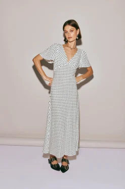 Summer Nostalgia Bias Cut Midi Dress White