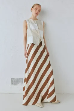 Sun Linen Maxi Skirt Stripe