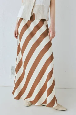 Sun Linen Maxi Skirt Stripe