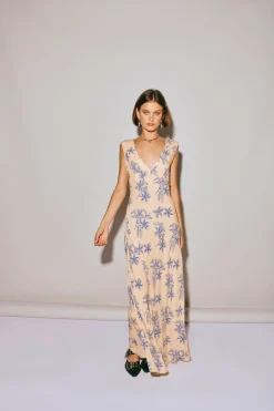 Sunlit Isle Bias Cut Maxi Dress Iris
