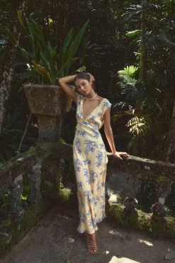 Sunlit Isle Bias Cut Maxi Dress Iris