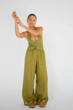 Terra Rossa Linen Pants Sage