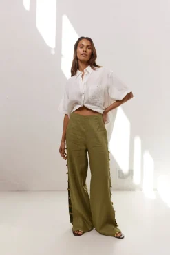 Tia Linen Pants Olive