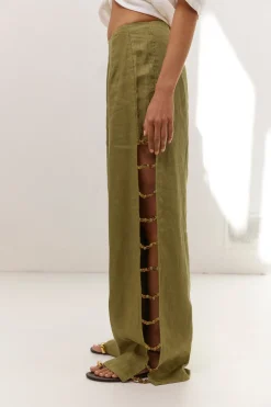 Tia Linen Pants Olive