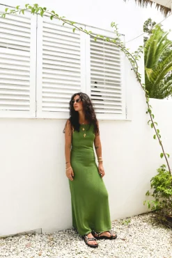 Under The Sun Knit Maxi Dress Olive