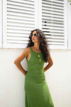 Under The Sun Knit Maxi Dress Olive