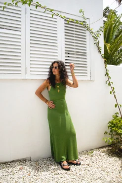 Under The Sun Knit Maxi Dress Olive