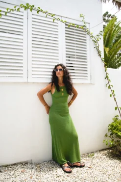 Under The Sun Knit Maxi Dress Olive