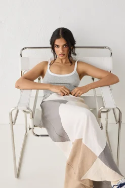Valencia Bias Cut Linen Maxi Skirt Charcoal