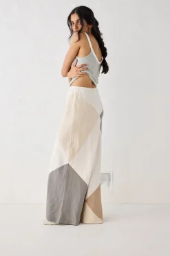 Valencia Bias Cut Linen Maxi Skirt Charcoal