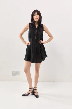 Valeria Linen Mini Dress Black