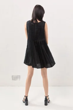 Valeria Linen Mini Dress Black
