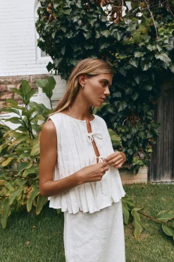 Valeria Linen Top White