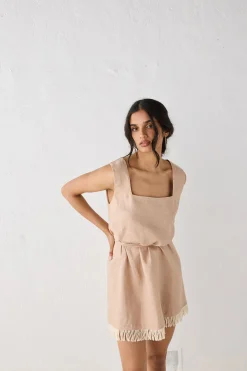 Verve Linen Mini Dress Blush
