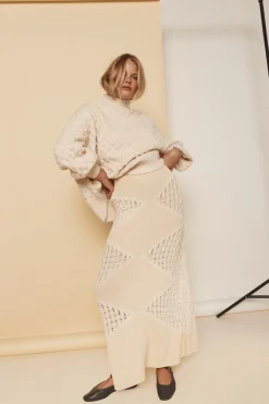 Vinca Knit Maxi Dress Ecru