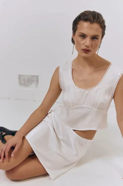 Vintage Lover Bias Cut Mini Skirt White