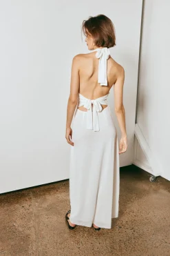 When In Italy Halter Midi Dress White