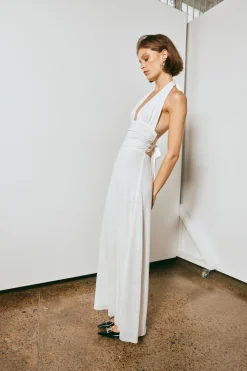 When In Italy Halter Midi Dress White