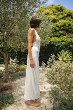 When In Italy Halter Midi Dress White